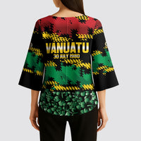 Vanuatu 46th Year Anniversary Kimono Sleeve Blouse 30 July 1980 Hibiscus Seamless Pattern LT9 - Polynesian Pride