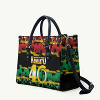 Vanuatu 46th Year Anniversary Leather Bag 30 July 1980 Hibiscus Seamless Pattern LT9 Black - Polynesian Pride