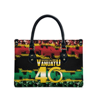 Vanuatu 46th Year Anniversary Leather Bag 30 July 1980 Hibiscus Seamless Pattern LT9 - Polynesian Pride