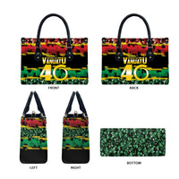 Vanuatu 46th Year Anniversary Leather Bag 30 July 1980 Hibiscus Seamless Pattern LT9 - Polynesian Pride