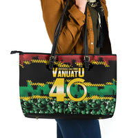 Vanuatu 46th Year Anniversary Leather Tote Bag 30 July 1980 Hibiscus Seamless Pattern LT9 - Polynesian Pride