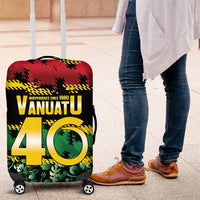Vanuatu 46th Year Anniversary Luggage Cover 30 July 1980 Hibiscus Seamless Pattern LT9 Black - Polynesian Pride