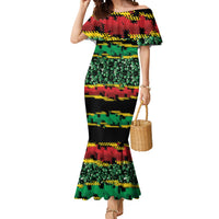 Vanuatu 46th Year Anniversary Mermaid Dress 30 July 1980 Hibiscus Seamless Pattern LT9 Women Black - Polynesian Pride