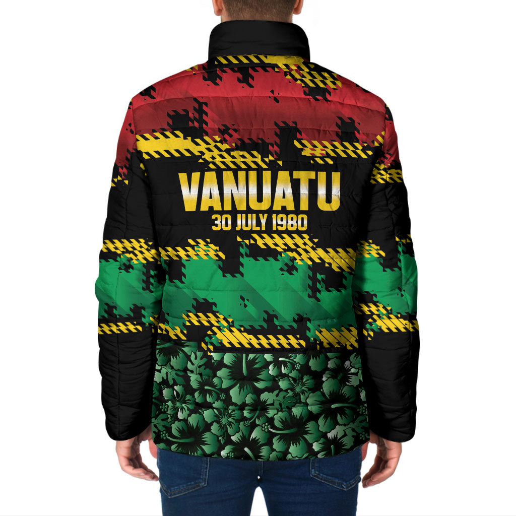 Vanuatu 46th Year Anniversary Padded Jacket 30 July 1980 Hibiscus Seamless Pattern LT9 - Polynesian Pride
