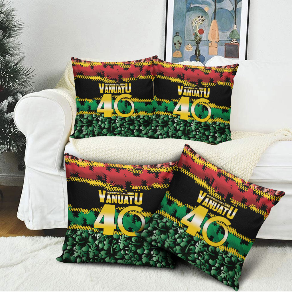 Vanuatu 46th Year Anniversary Pillow Cover 30 July 1980 Hibiscus Seamless Pattern LT9 - Polynesian Pride