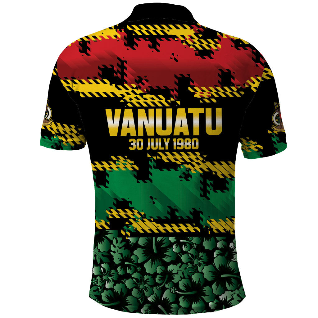 Vanuatu 46th Year Anniversary Polo Shirt 30 July 1980 Hibiscus Seamless Pattern LT9 - Polynesian Pride