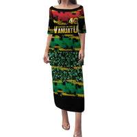 Vanuatu 46th Year Anniversary Puletasi 30 July 1980 Hibiscus Seamless Pattern LT9 Long Dress Black - Polynesian Pride