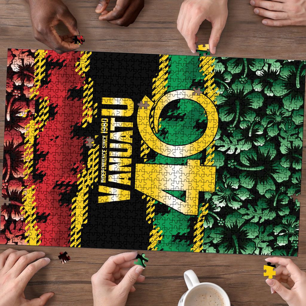 Vanuatu 46th Year Anniversary Puzzle 30 July 1980 Hibiscus Seamless Pattern LT9 - Polynesian Pride