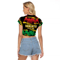 Vanuatu 46th Year Anniversary Raglan Cropped T Shirt 30 July 1980 Hibiscus Seamless Pattern LT9 - Polynesian Pride
