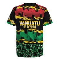 Vanuatu 46th Year Anniversary Rugby Jersey 30 July 1980 Hibiscus Seamless Pattern LT9 - Polynesian Pride