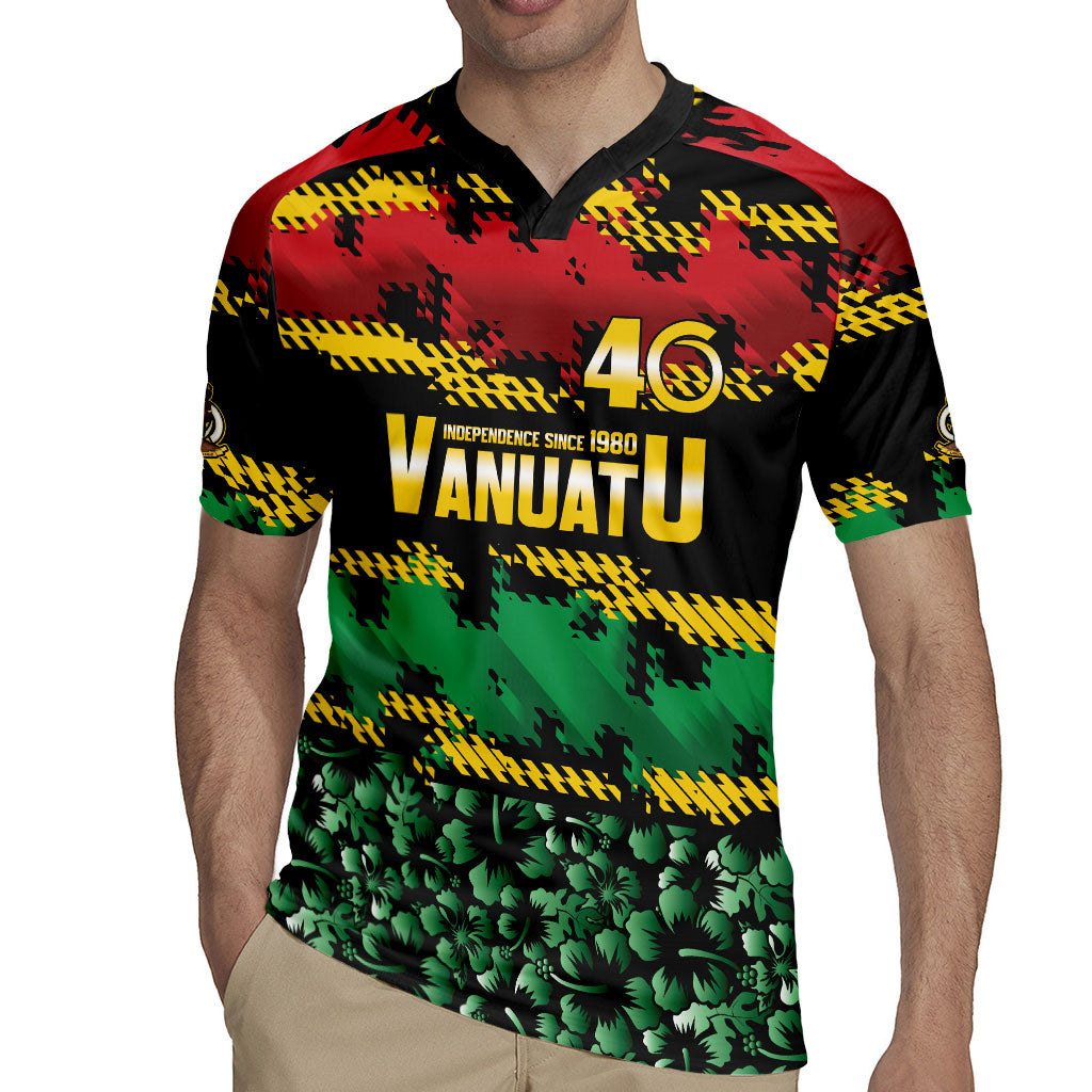 Vanuatu 46th Year Anniversary Rugby Jersey 30 July 1980 Hibiscus Seamless Pattern LT9 - Polynesian Pride