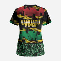 Vanuatu 46th Year Anniversary Scrub Top 30 July 1980 Hibiscus Seamless Pattern LT9 - Polynesian Pride