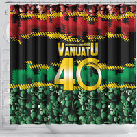 Vanuatu 46th Year Anniversary Shower Curtain 30 July 1980 Hibiscus Seamless Pattern LT9 - Polynesian Pride