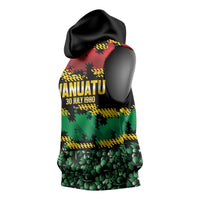Vanuatu 46th Year Anniversary Sleeveless Hoodie 30 July 1980 Hibiscus Seamless Pattern LT9 - Polynesian Pride