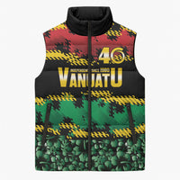 Vanuatu 46th Year Anniversary Sleeveless Puffer Jacket 30 July 1980 Hibiscus Seamless Pattern LT9 Unisex Black - Polynesian Pride
