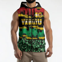 Vanuatu 46th Year Anniversary Sleeveless Zip Hoodie 30 July 1980 Hibiscus Seamless Pattern LT9 - Polynesian Pride