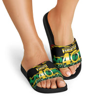 Vanuatu 46th Year Anniversary Slide Sandals 30 July 1980 Hibiscus Seamless Pattern LT9 - Polynesian Pride