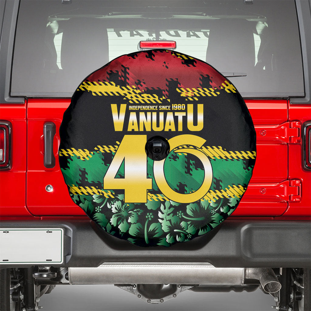 Vanuatu 46th Year Anniversary Spare Tire Cover 30 July 1980 Hibiscus Seamless Pattern LT9 - Polynesian Pride