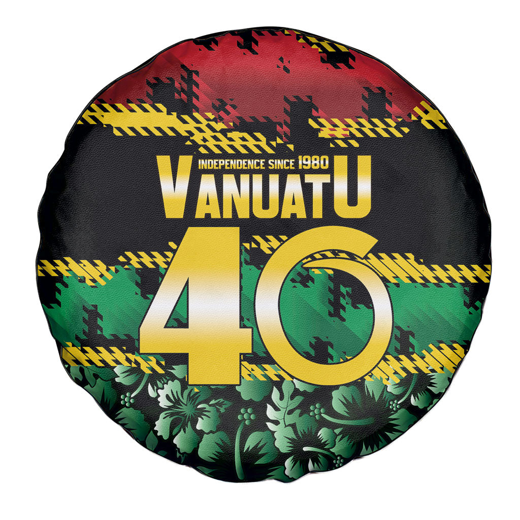 Vanuatu 46th Year Anniversary Spare Tire Cover 30 July 1980 Hibiscus Seamless Pattern LT9 - Polynesian Pride