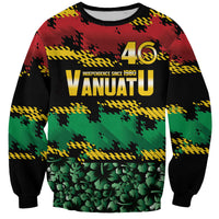 Vanuatu 46th Year Anniversary Sweatshirt 30 July 1980 Hibiscus Seamless Pattern LT9 Unisex Black - Polynesian Pride