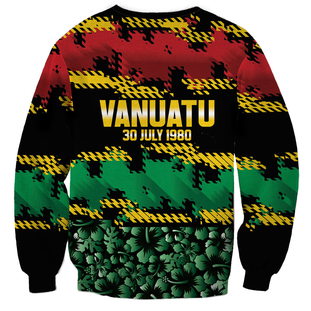 Vanuatu 46th Year Anniversary Sweatshirt 30 July 1980 Hibiscus Seamless Pattern LT9 - Polynesian Pride
