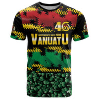 Vanuatu 46th Year Anniversary T Shirt 30 July 1980 Hibiscus Seamless Pattern LT9 Black - Polynesian Pride