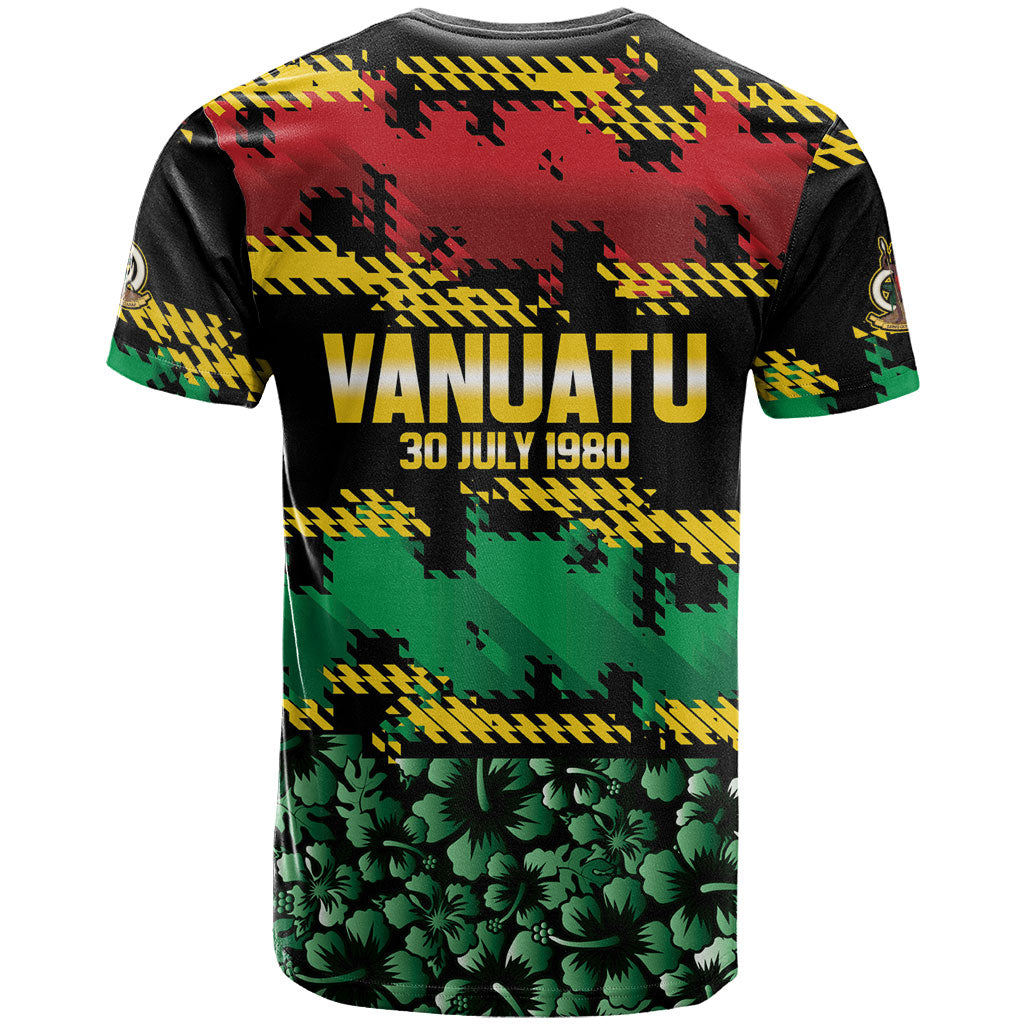 Vanuatu 46th Year Anniversary T Shirt 30 July 1980 Hibiscus Seamless Pattern LT9 - Polynesian Pride