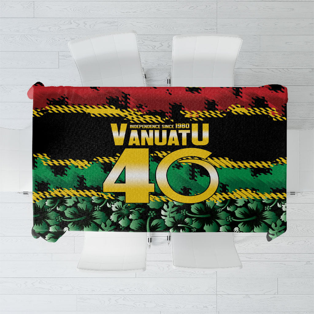 Vanuatu 46th Year Anniversary Tablecloth 30 July 1980 Hibiscus Seamless Pattern LT9 Black - Polynesian Pride