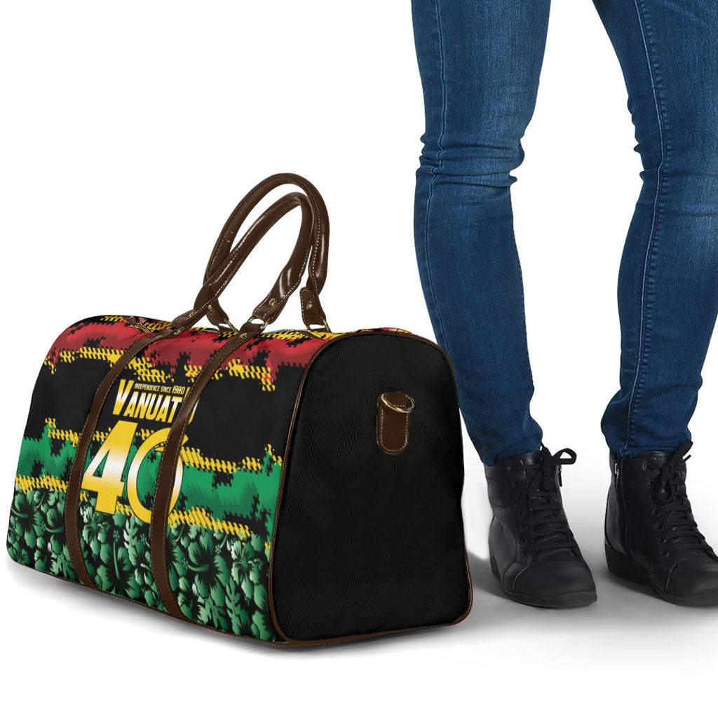 Vanuatu 46th Year Anniversary Travel Bag 30 July 1980 Hibiscus Seamless Pattern LT9 - Polynesian Pride