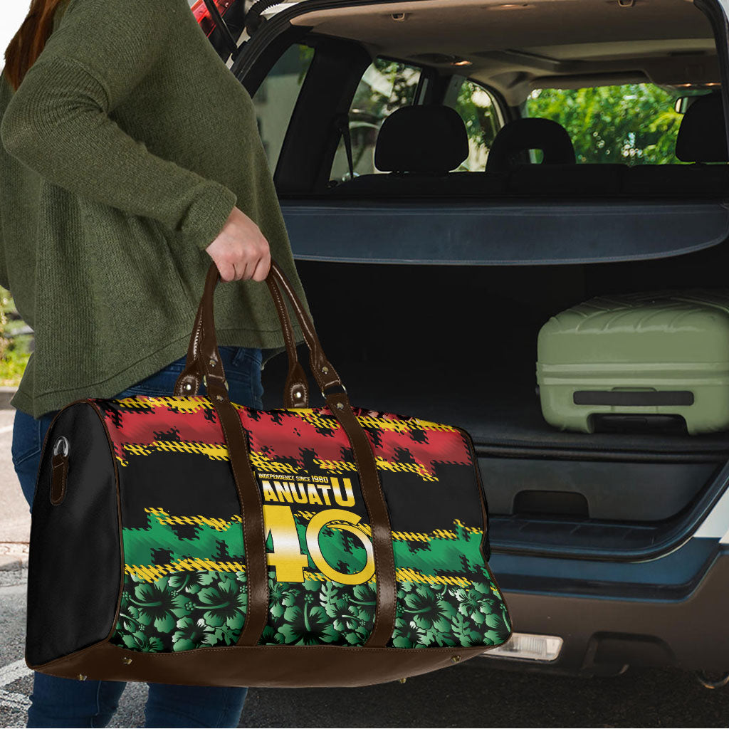 Vanuatu 46th Year Anniversary Travel Bag 30 July 1980 Hibiscus Seamless Pattern LT9 - Polynesian Pride