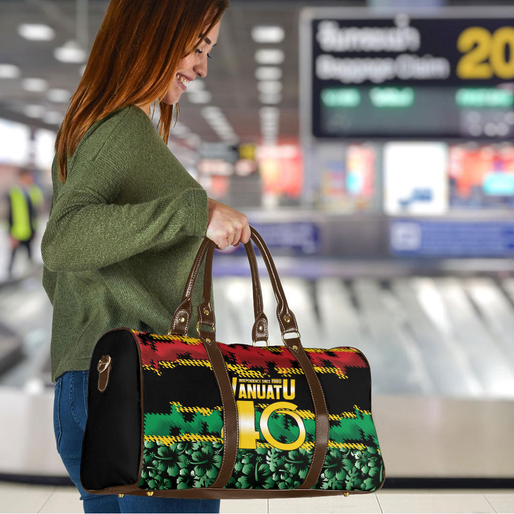 Vanuatu 46th Year Anniversary Travel Bag 30 July 1980 Hibiscus Seamless Pattern LT9 - Polynesian Pride