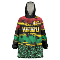 Vanuatu 46th Year Anniversary Wearable Blanket Hoodie 30 July 1980 Hibiscus Seamless Pattern LT9 One Size Black - Polynesian Pride