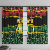 Vanuatu 46th Year Anniversary Window Curtain 30 July 1980 Hibiscus Seamless Pattern LT9 With Hooks Black - Polynesian Pride