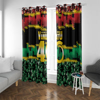 Vanuatu 46th Year Anniversary Window Curtain 30 July 1980 Hibiscus Seamless Pattern LT9 With Grommets Black - Polynesian Pride