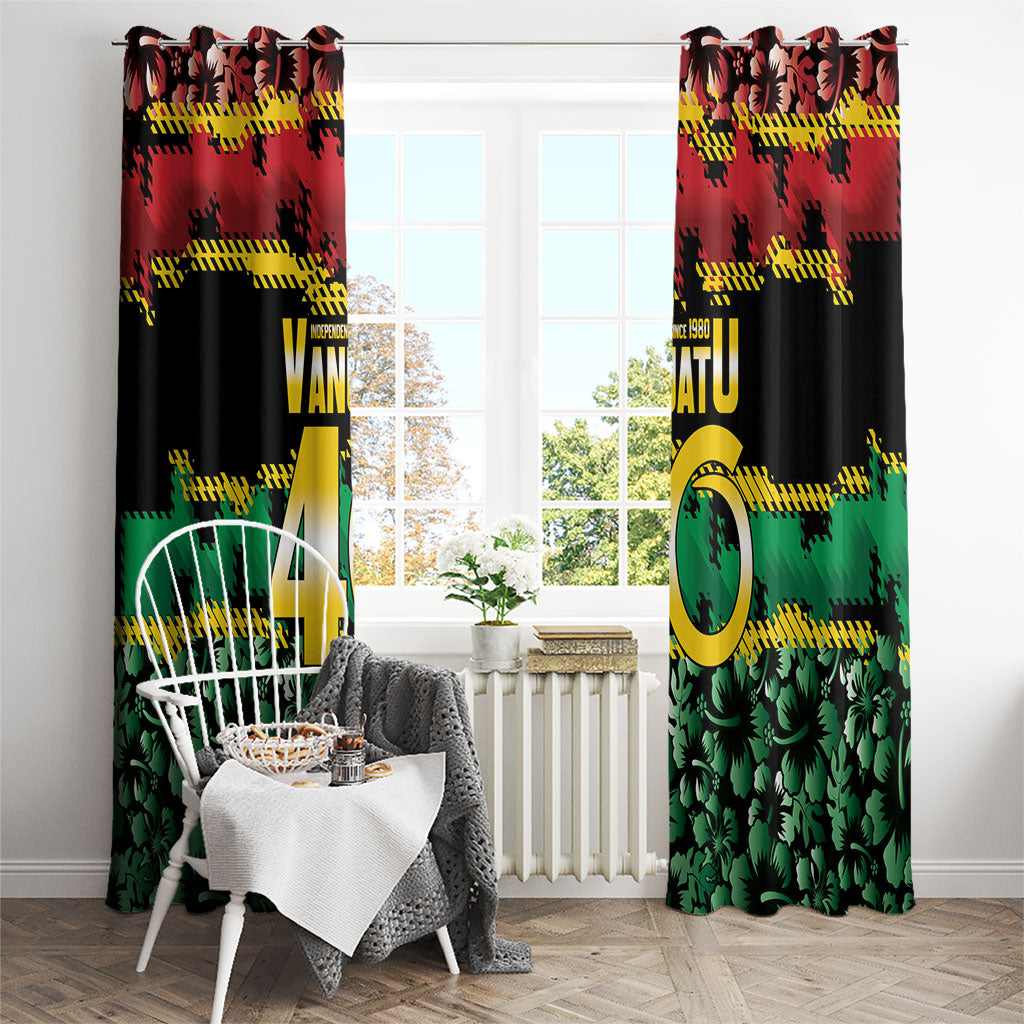 Vanuatu 46th Year Anniversary Window Curtain 30 July 1980 Hibiscus Seamless Pattern LT9 - Polynesian Pride