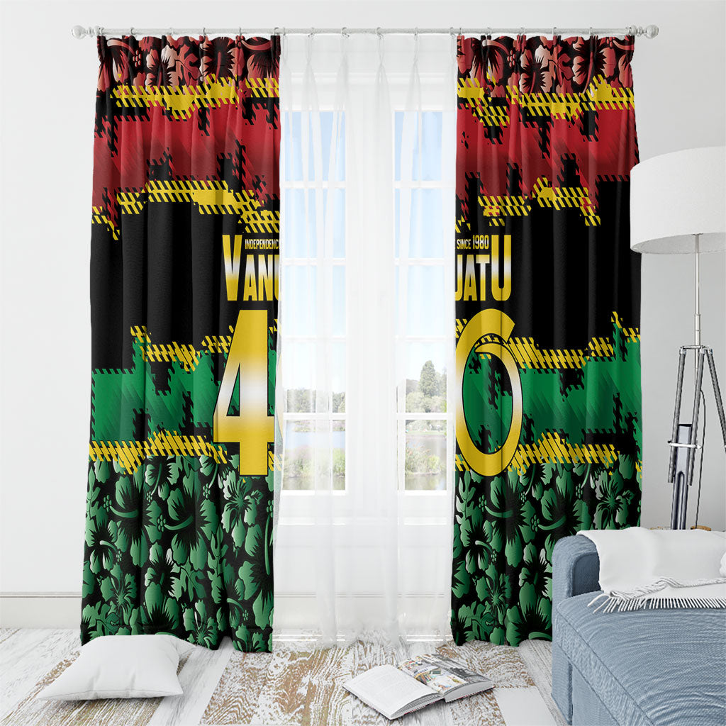 Vanuatu 46th Year Anniversary Window Curtain 30 July 1980 Hibiscus Seamless Pattern LT9 - Polynesian Pride