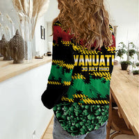 Vanuatu 46th Year Anniversary Women Casual Shirt 30 July 1980 Hibiscus Seamless Pattern LT9 - Polynesian Pride
