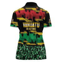 Vanuatu 46th Year Anniversary Women Polo Shirt 30 July 1980 Hibiscus Seamless Pattern LT9 - Polynesian Pride