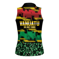 Vanuatu 46th Year Anniversary Women Sleeveless Polo Shirt 30 July 1980 Hibiscus Seamless Pattern LT9 - Polynesian Pride