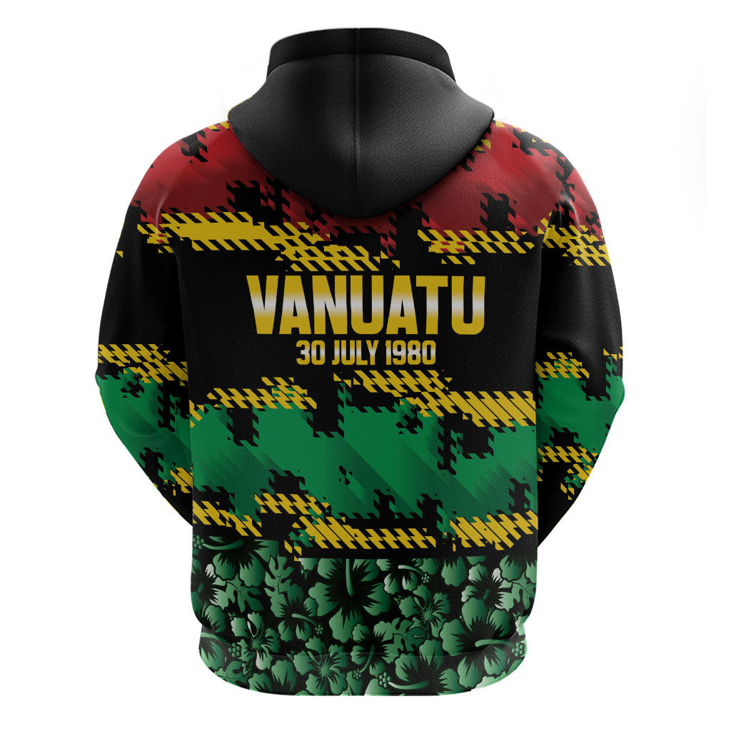 Vanuatu 46th Year Anniversary Zip Hoodie 30 July 1980 Hibiscus Seamless Pattern LT9 - Polynesian Pride
