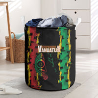 Vanuatu 46th Year Anniversary Laundry Basket Tamtam Slit Drums Long God Yumi Stanap LT9 Black - Polynesian Pride