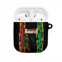 Vanuatu 46th Year Anniversary AirPods Case Tamtam Slit Drums Long God Yumi Stanap LT9 Black - Polynesian Pride