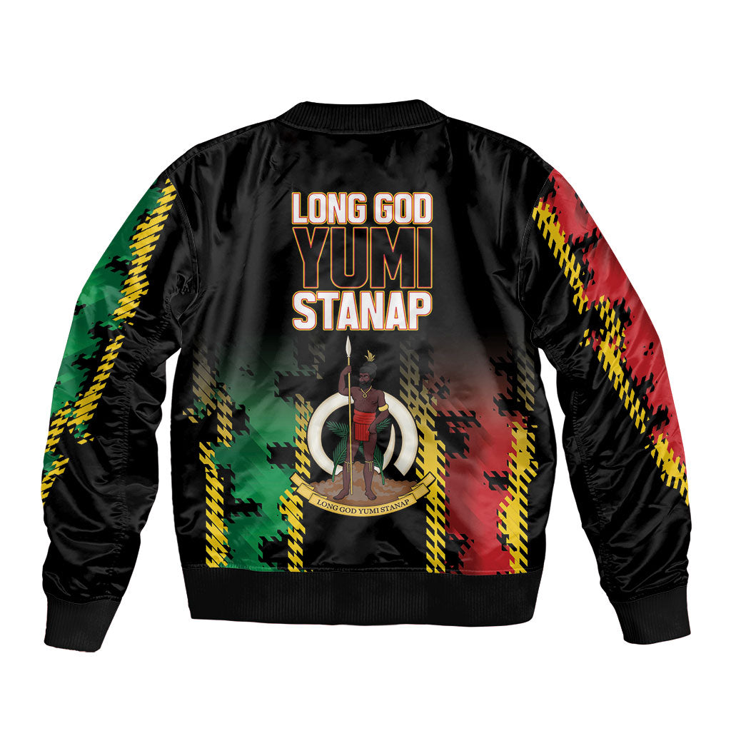 Vanuatu 46th Year Anniversary Bomber Jacket Tamtam Slit Drums Long God Yumi Stanap LT9 - Polynesian Pride