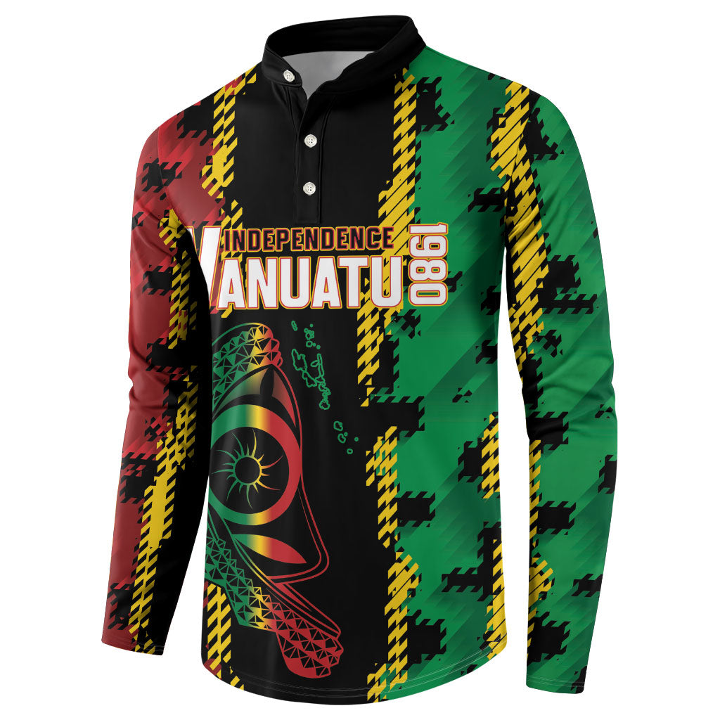 Vanuatu 46th Year Anniversary Button Sweatshirt Tamtam Slit Drums Long God Yumi Stanap