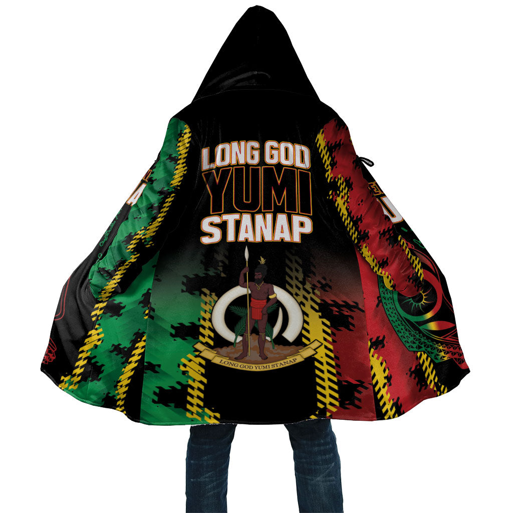 Vanuatu 46th Year Anniversary Cloak Tamtam Slit Drums Long God Yumi Stanap LT9 Unisex Black - Polynesian Pride