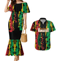 Vanuatu 46th Year Anniversary Couples Matching Mermaid Dress and Hawaiian Shirt Tamtam Slit Drums Long God Yumi Stanap