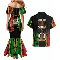 Vanuatu 46th Year Anniversary Couples Matching Mermaid Dress and Hawaiian Shirt Tamtam Slit Drums Long God Yumi Stanap