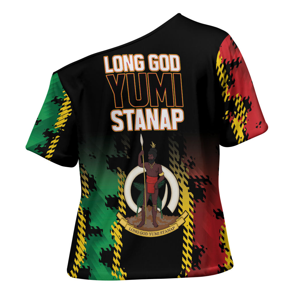 Vanuatu 46th Year Anniversary Cross Shoulder Shirt Tamtam Slit Drums Long God Yumi Stanap LT9 - Polynesian Pride