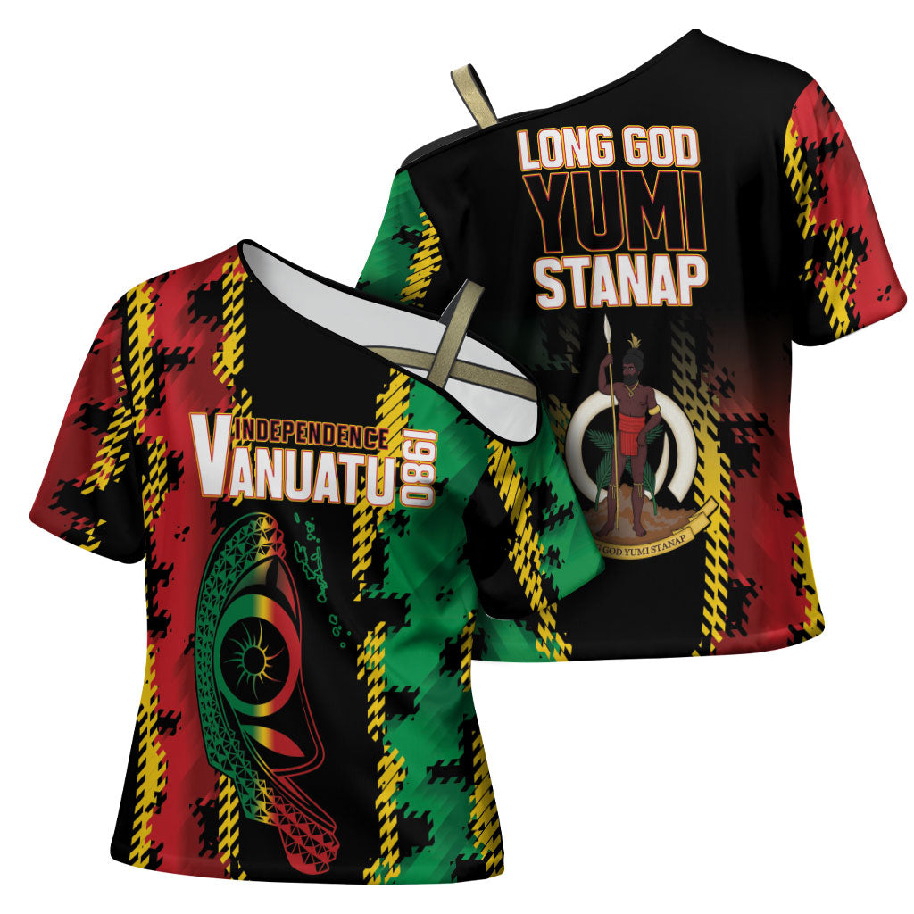 Vanuatu 46th Year Anniversary Cross Shoulder Shirt Tamtam Slit Drums Long God Yumi Stanap LT9 - Polynesian Pride