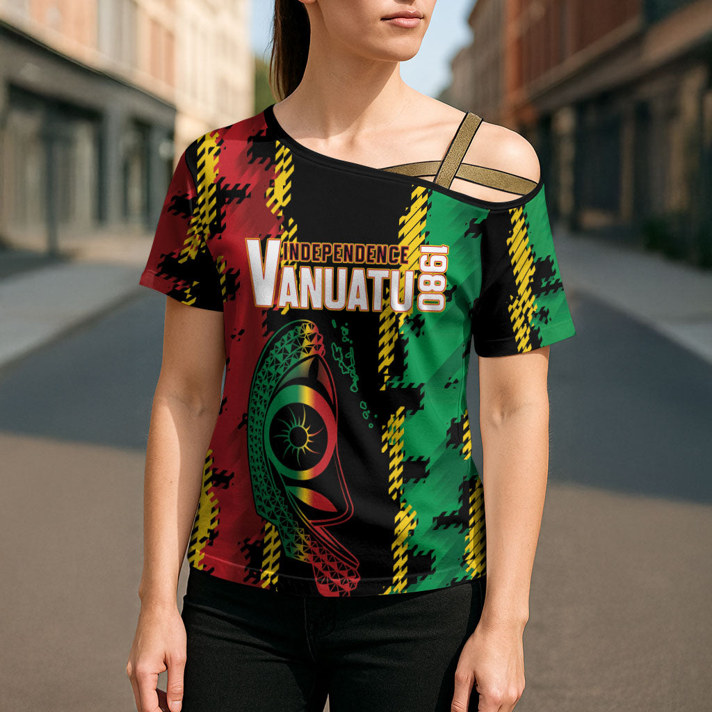 Vanuatu 46th Year Anniversary Cross Shoulder Shirt Tamtam Slit Drums Long God Yumi Stanap LT9 - Polynesian Pride